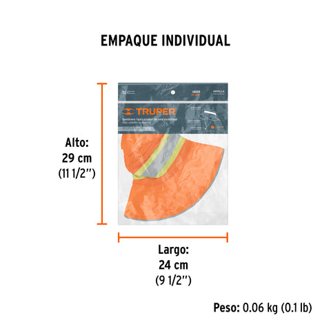 Sombrero naranja alta visibilidad con reflejante, Truper | SR-600N | 14009