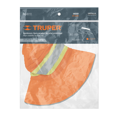 Sombrero naranja alta visibilidad con reflejante, Truper | SR-600N | 14009