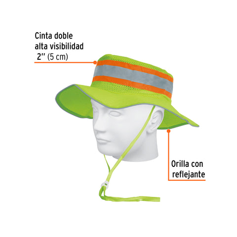 Sombrero verde alta visibilidad con reflejante, Truper | SR-600V | 14010