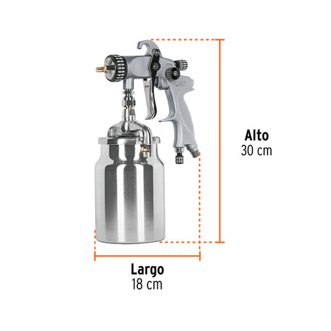 Pistola p/pintar succión HVLP vaso aluminio, 1.4 mm, Expert | PIPI-340X | 14030