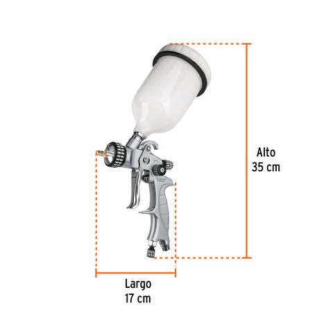 Pistola p/pintar gravedad HVLP vaso plástico, 1.4 mm, Expert | PIPI-440X | 14031