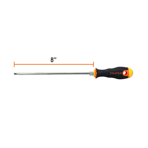 Desarmador cabinet 3/16' x 8' mango Comfort Grip, Truper | DG-3/16X8B | 14043