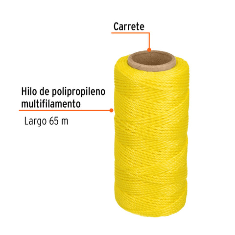 Carrete con 65 m de hilo para albañil amarillo, Truper | HIL-65A | 14045
