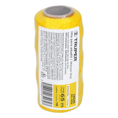 Carrete con 65 m de hilo para albañil amarillo, Truper | HIL-65A | 14045