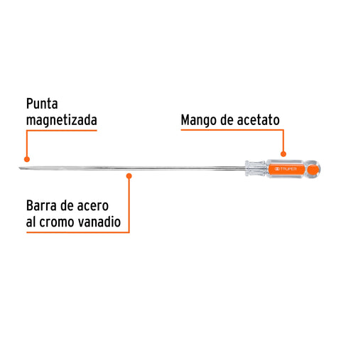 Desarmador cabinet 1/4' x 12' mango de acetato, Truper | DG-1/4X12 | 14047