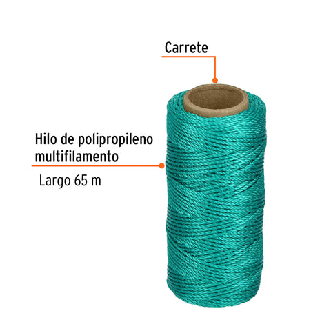 Carrete con 65 m de hilo para albañil verde, Truper | HIL-65V | 14049
