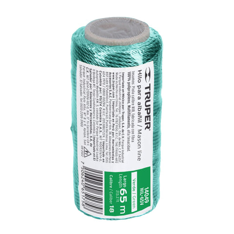 Carrete con 65 m de hilo para albañil verde, Truper | HIL-65V | 14049