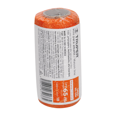 Carrete con 65 m de hilo para albañil naranja, Truper | HIL-65N | 14051