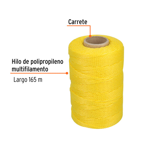 Carrete con 165 m de hilo para albañil amarillo, Truper | HIL-165A | 14052