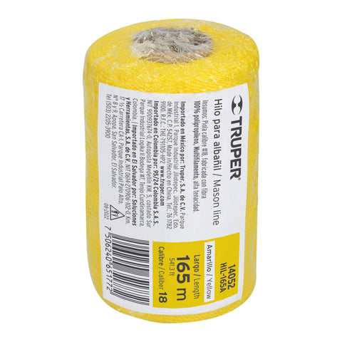 Carrete con 165 m de hilo para albañil amarillo, Truper | HIL-165A | 14052