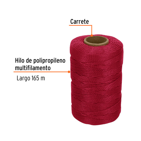 Carrete con 165 m de hilo para albañil rojo, Truper | HIL-165R | 14054