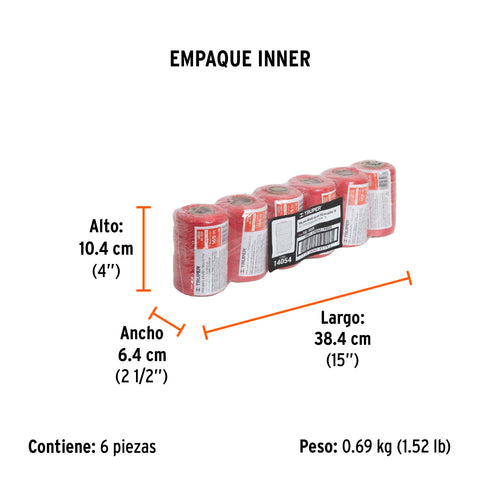Carrete con 165 m de hilo para albañil rojo, Truper | HIL-165R | 14054