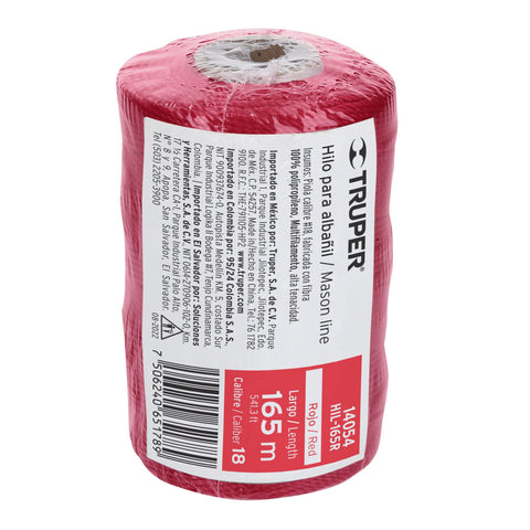 Carrete con 165 m de hilo para albañil rojo, Truper | HIL-165R | 14054