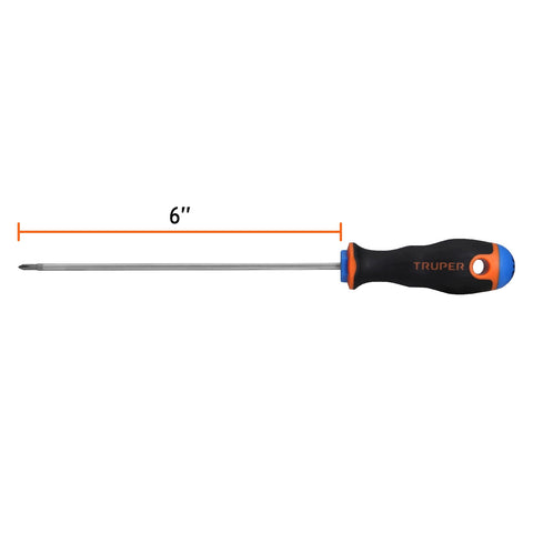 Desarmador de cruz 1/8' x 6' mango Comfort Grip, Truper | DP-1/8X6B | 14058