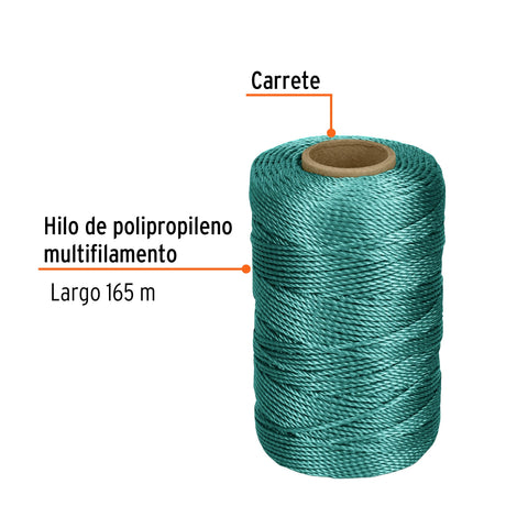 Carrete con 165 m de hilo para albañil verde, Truper | HIL-165V | 14060