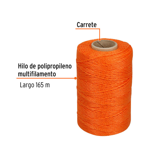 Carrete con 165 m de hilo para albañil naranja, Truper | HIL-165N | 14061