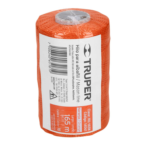 Carrete con 165 m de hilo para albañil naranja, Truper | HIL-165N | 14061