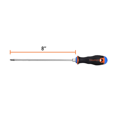 Desarmador de cruz 3/16' x 8' mango Comfort Grip, Truper | DP-3/16X8B | 14070