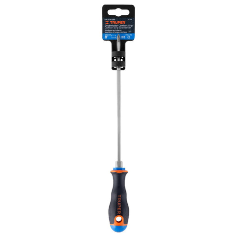 Desarmador de cruz 3/16' x 8' mango Comfort Grip, Truper | DP-3/16X8B | 14070