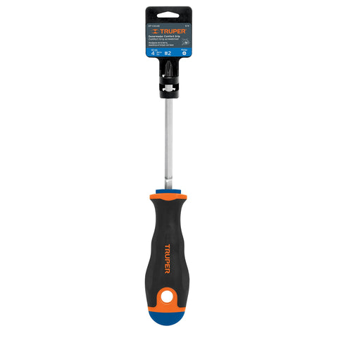 Desarmador de cruz 1/4' x 4' mango Comfort Grip, Truper | DP-1/4X4B | 14076