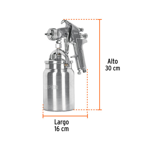 Pistola p/pintar succión HVHP vaso alum, 1.8mm, 3 vál Truper | PIPI-320 | 14085