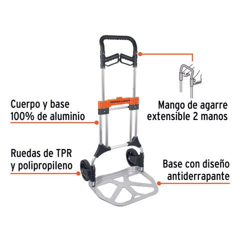 Diablo de carga, plegable, 200 kg, aluminio, Truper Expert | DIA-200AX | 14090