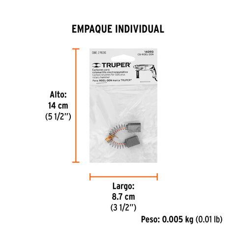 Bolsa con 2 carbones de repuesto para ROEL-30N, TRUPER | CB-ROEL-30N | 14093
