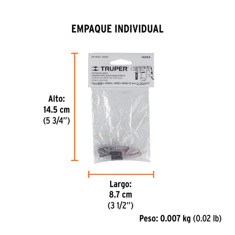 Bolsa con 2 carbones de repuesto para ROEL-50N2, TRUPER | CB-ROEL-50N2 | 14094