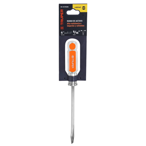 Desarmador plano barra 5/16 x 6' cuadrada mango acetato | DC-5/16X6 | 14104