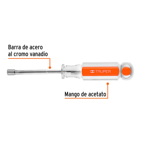 Desarmador de caja 3/16' mango de acetato, Truper | DJ-3/16 | 14119