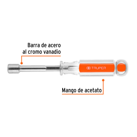 Desarmador de caja 3/8' mango de acetato, Truper | DJ-3/8 | 14128
