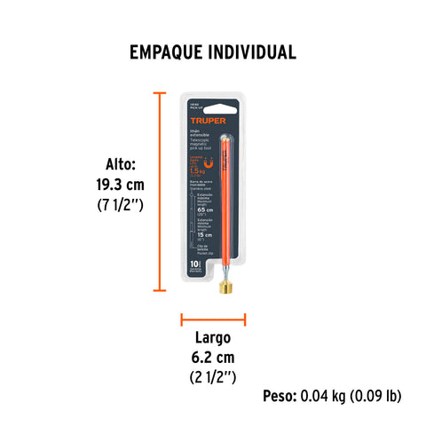 Imán extensible de acero inoxidable, 1.5 kg, Truper | PICK-UP | 14140