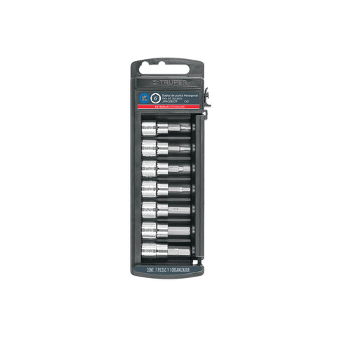 Juego de 7 dados punta hexagonal std, cuadro 3/8', Truper | JPH-3/8X7P | 14169