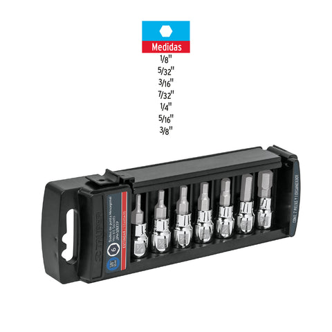 Juego de 7 dados punta hexagonal std, cuadro 3/8', Truper | JPH-3/8X7P | 14169