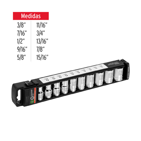 Juego de 10 dados cuadro 1/2' std, Truper | JD-1/2X10P | 14176