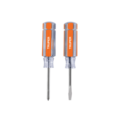Dúo de mini desarmadores mango de acetato, Truper | DES-MINI-2 | 14199