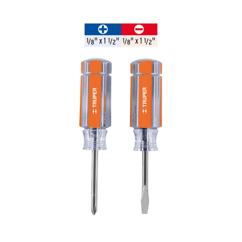 Dúo de mini desarmadores mango de acetato, Truper | DES-MINI-2 | 14199