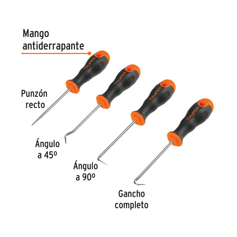 Juego de 4 puntas y ganchos multiusos, Truper | GAN-4 | 14210