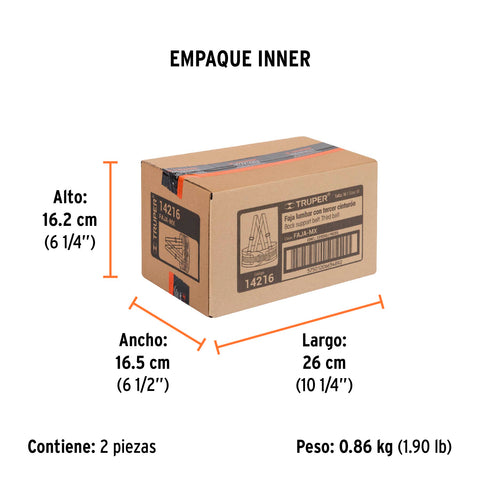 Faja lumbar con tercer cinturón, talla M, Truper | FAJA-MX | 14216