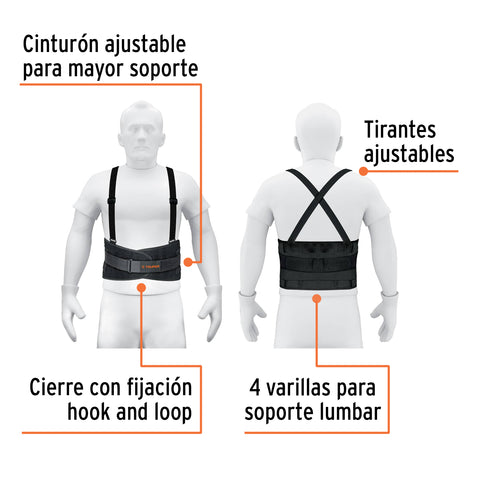 Faja lumbar con tercer cinturón, talla G, Truper | FAJA-LX | 14217