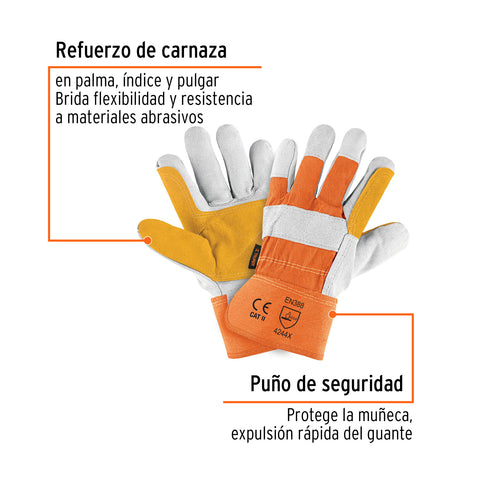 Guantes de carnaza y loneta, con refuerzo, unitalla, TRUPER | GU-215 | 14246