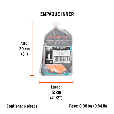 Guantes de látex para limpieza, M, TRUPER | GU-312 | 14262