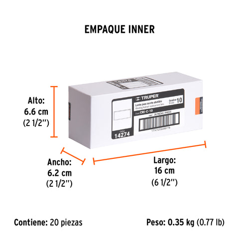 Lente sombra 10 para caretas CASO-3 y CASO-300-P, TRUPER | CRI-C-10 | 14274