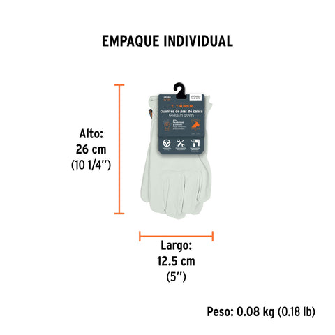Guantes de piel de cabra, tipo operador, TRUPER | GU-725 | 14286
