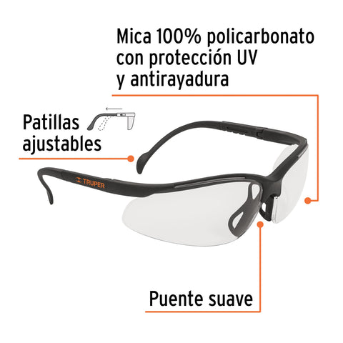 Lentes de seguridad transparentes, Truper Vision | LEDE-ST | 14301