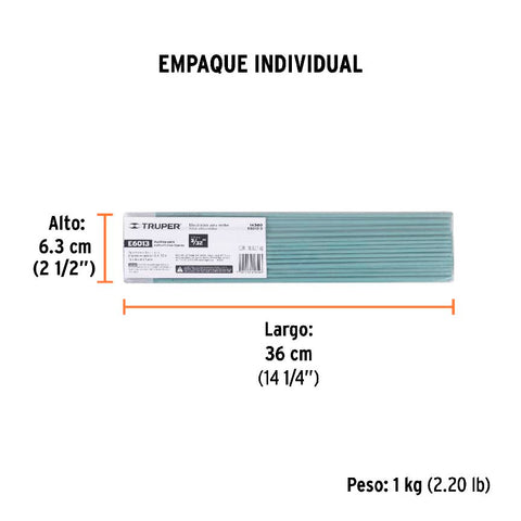 Bolsa con 1 kg de electrodos 6013 de 3/32', Truper | E6013-3 | 14360