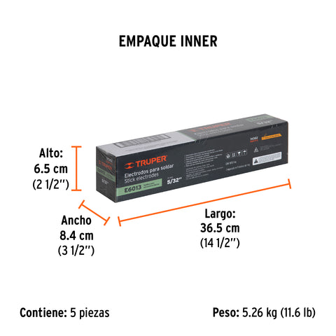 Bolsa con 1 kg de electrodos 6013 de 5/32', Truper | E6013-5 | 14362