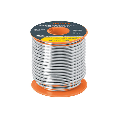 Soldadura con núcleo resina 50/50, tubería hidráulica, 450 g | SOL-50/50 | 14365