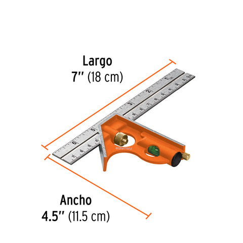 Escuadra 7' de combinación con punzón para marcar, Truper | ECT-6 | 14369