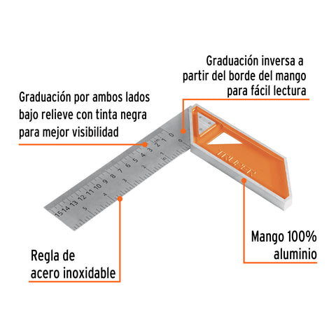 Escuadra 6' para carpintero con mango 100% de aluminio | EC-6 | 14370